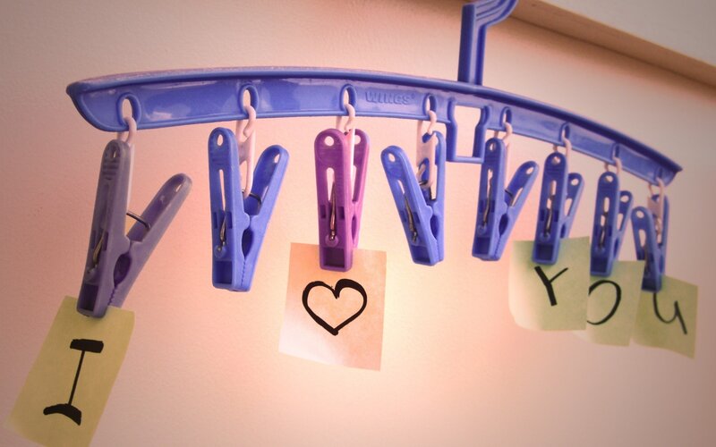 clothespins with love notes