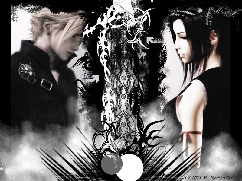 Cloud and Aerith artwork