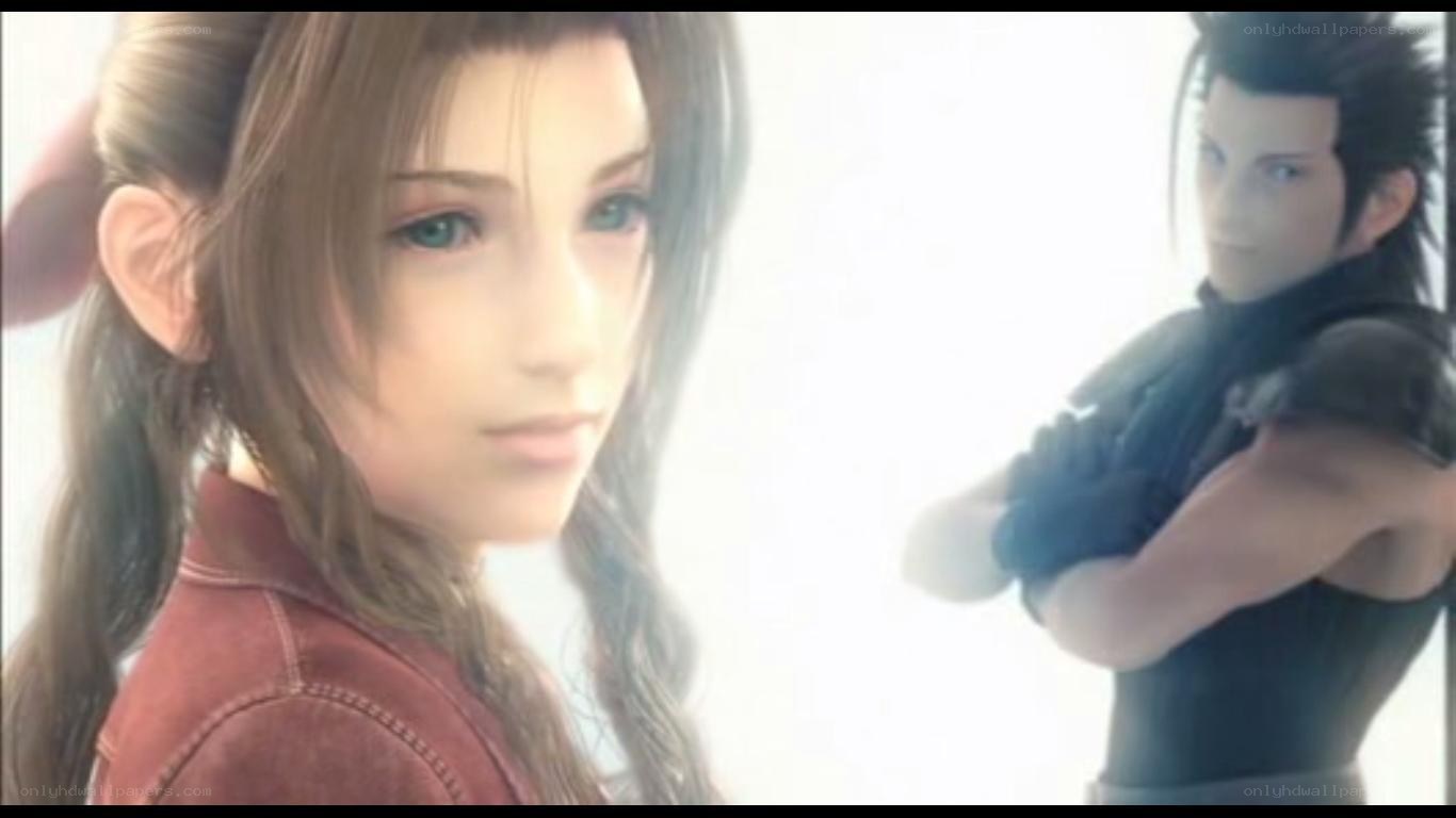 Cloud and Aerith in a bright scene