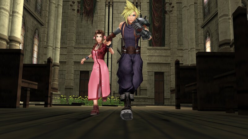 Cloud and Aerith in a Church