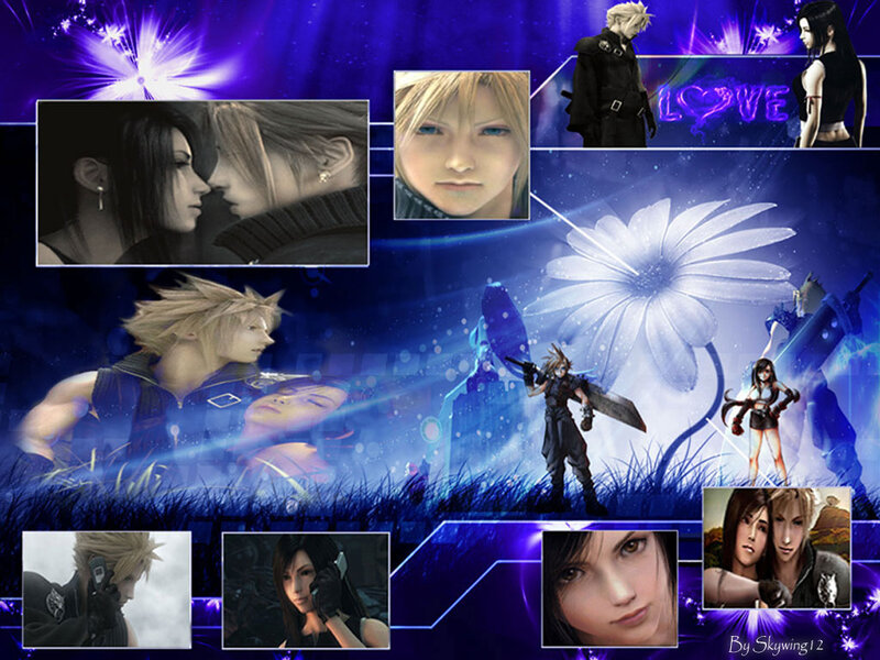 Cloud and Aerith in a Collage