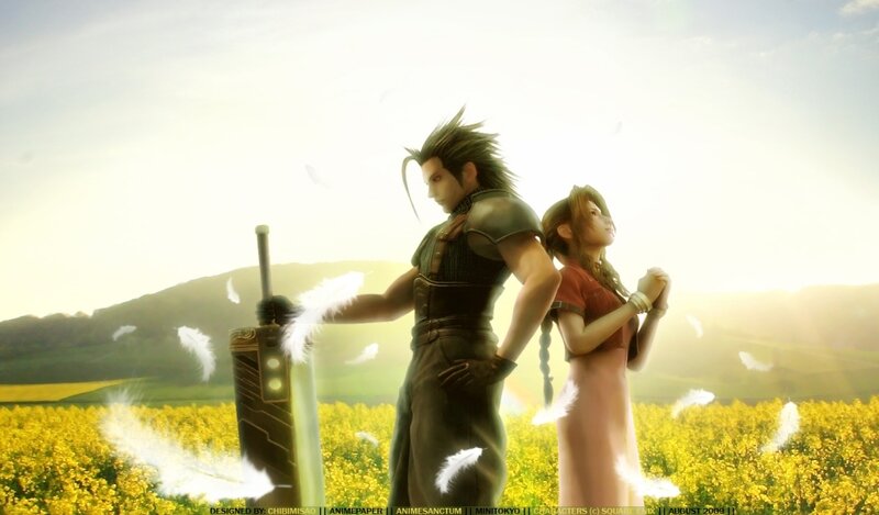 Cloud and Aerith in a field