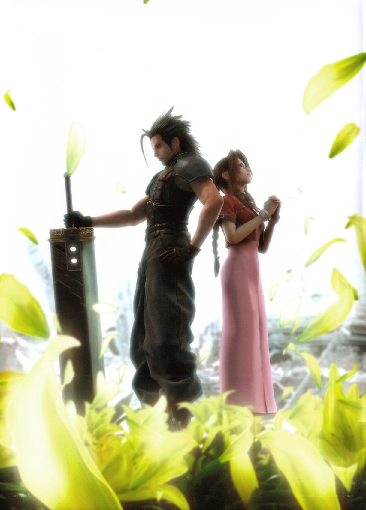Cloud and Aerith in a field