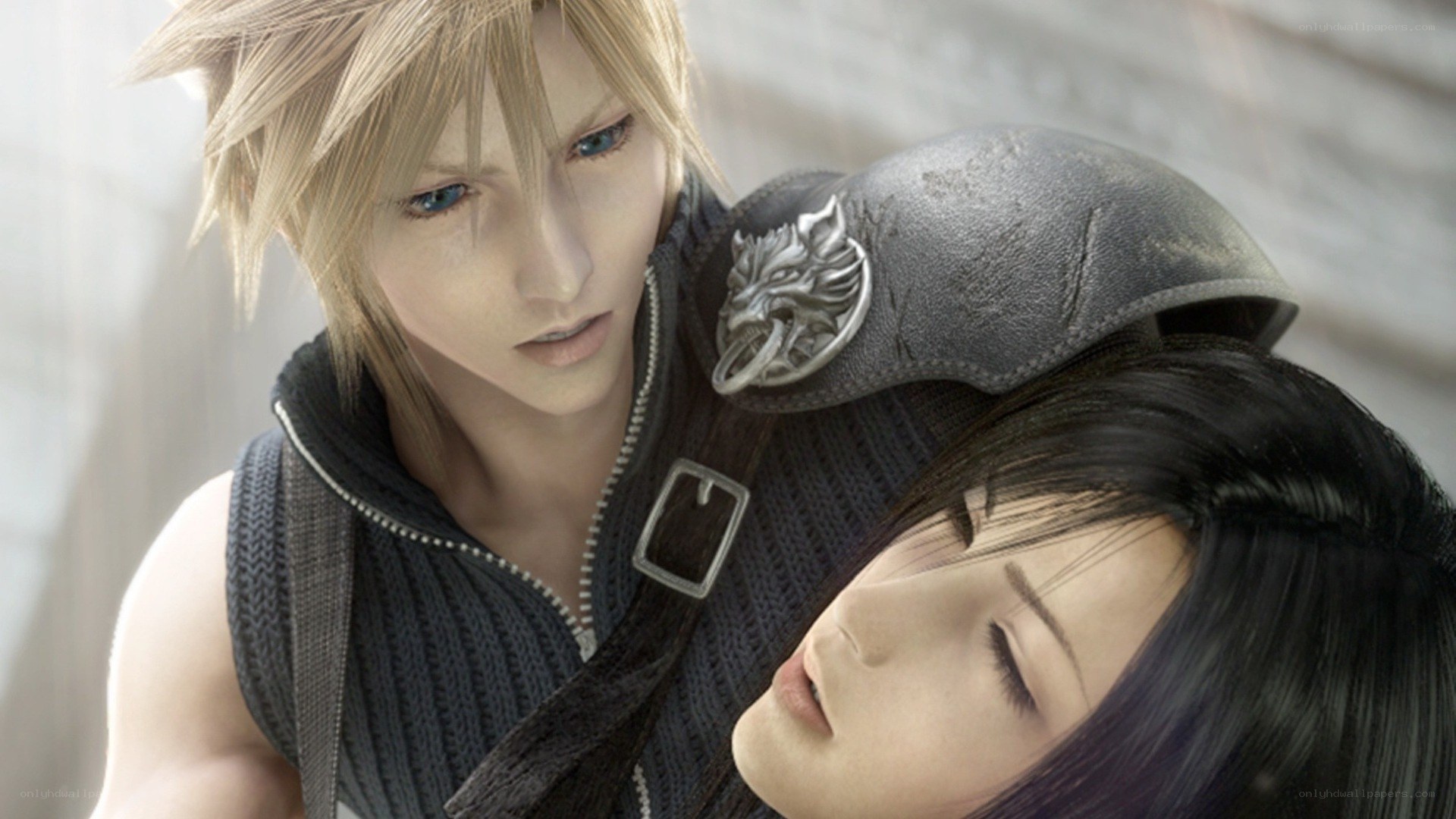 Cloud and Aerith in a tender moment