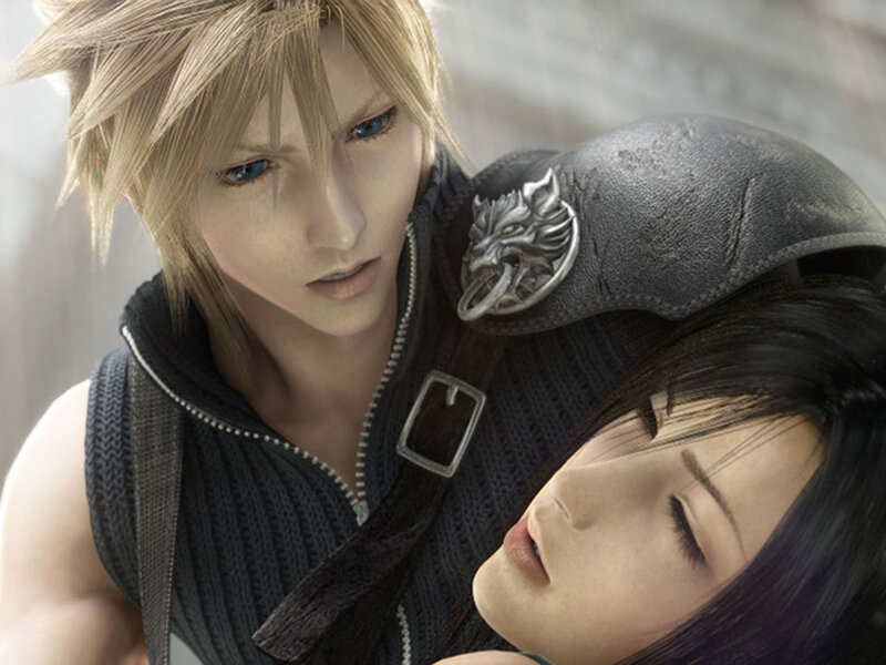 Cloud and Aerith in a tender moment