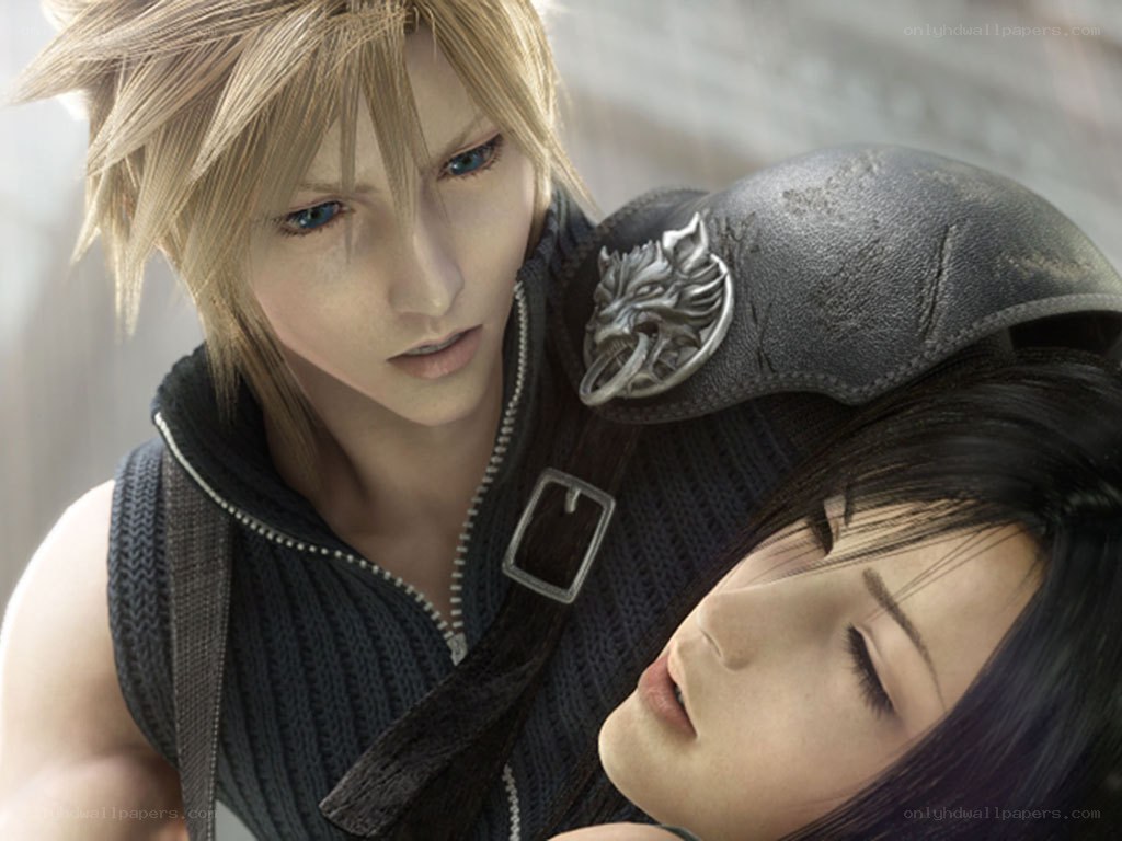Cloud and Aerith in a tender moment