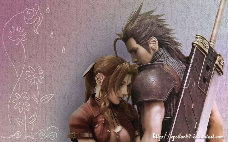 Cloud and Aerith in a tender moment