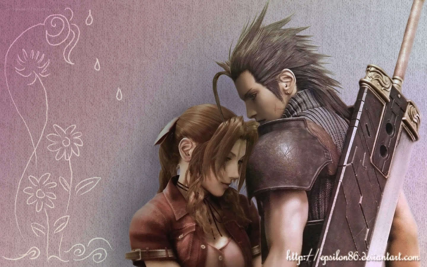 Cloud and Aerith in a tender moment