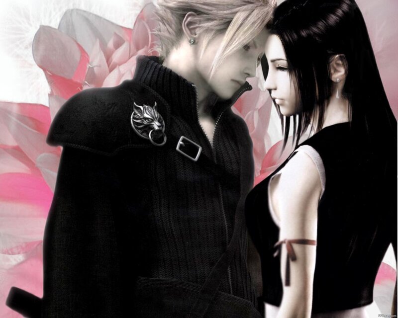Cloud and Aerith in a tender moment