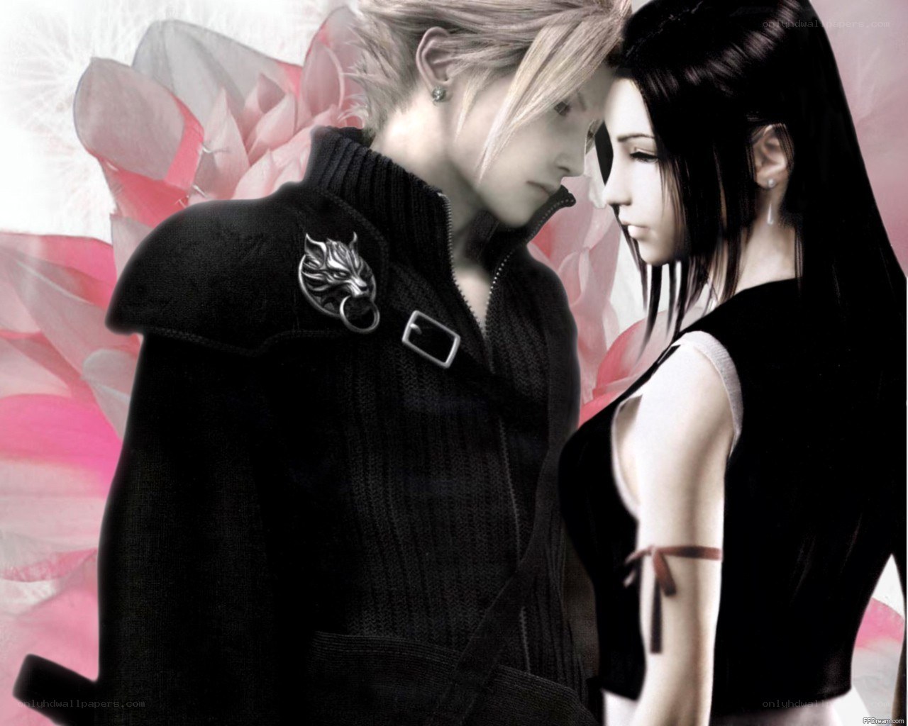 Cloud and Aerith in a tender moment