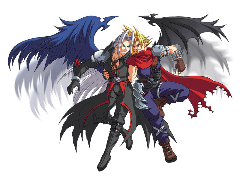 Cloud and Sephiroth in combat