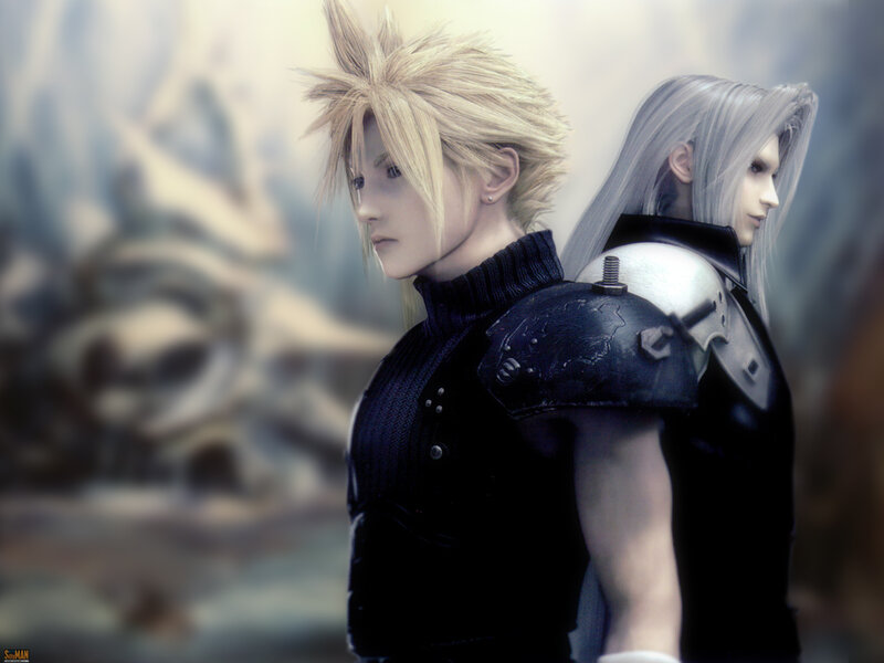 Cloud and Sephiroth side by side