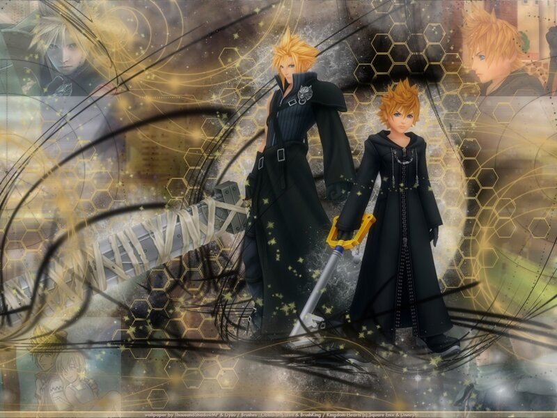Cloud and Sora in Kingdom Hearts