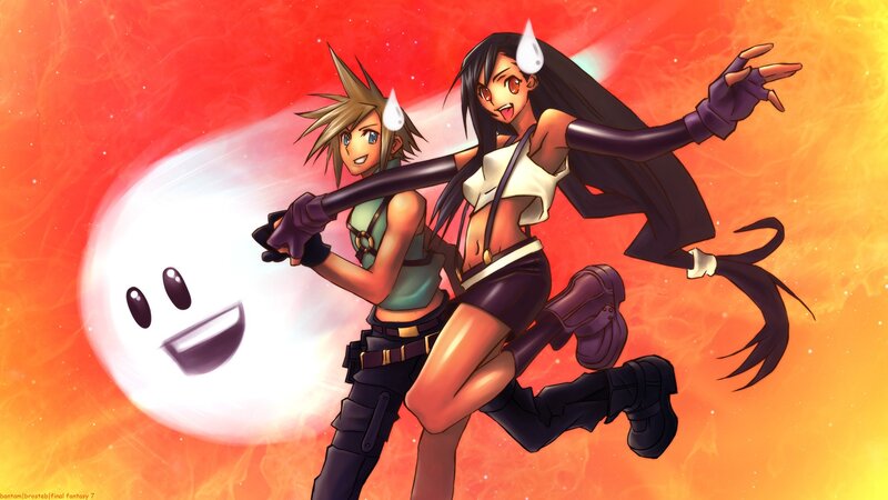 Cloud and Tifa in action