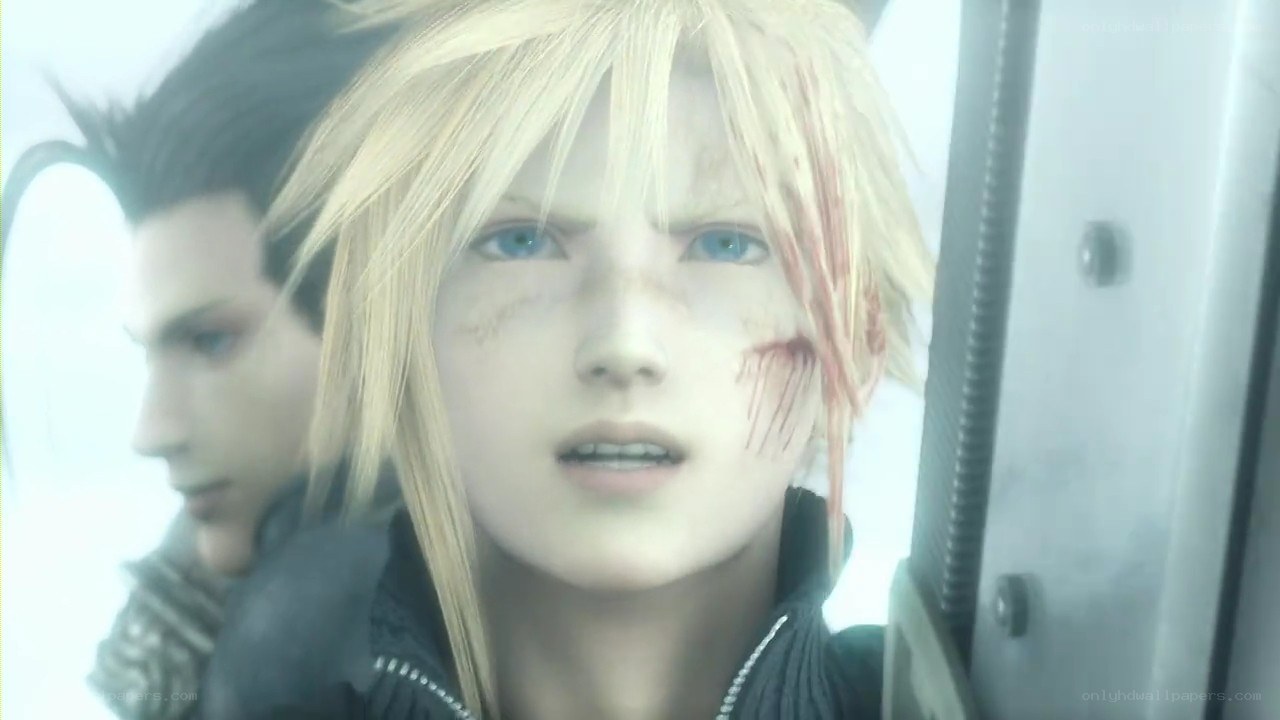 Cloud and Zack in a vehicle