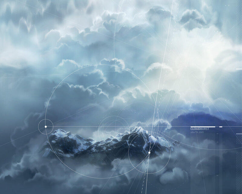 Cloud Burst Mountain Scene