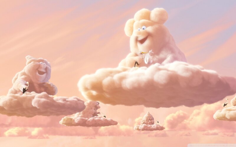 Cloud Characters in Sky — Pink