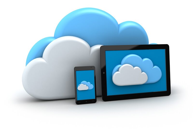 Cloud Computing Devices — Blue, Neutral, 3d Render