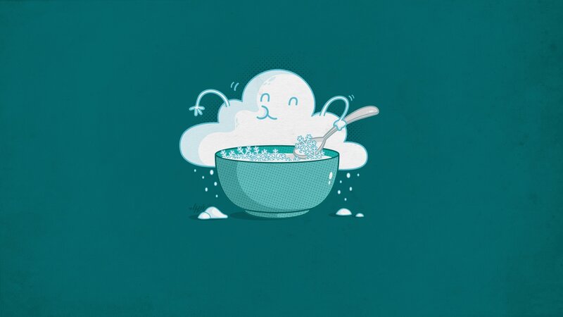 Cloud Eating Snowflakes — Teal