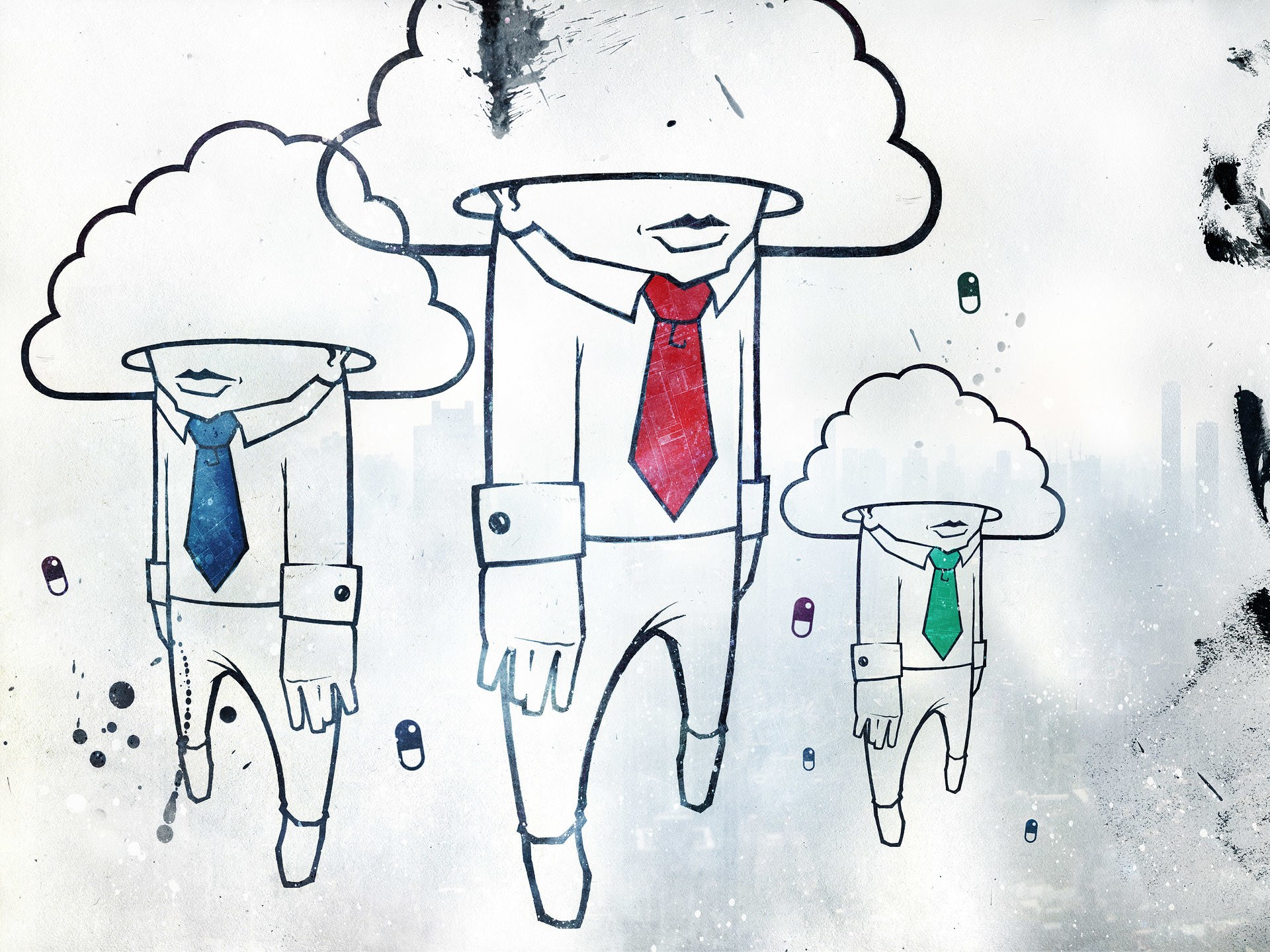 cloud-headed business figures