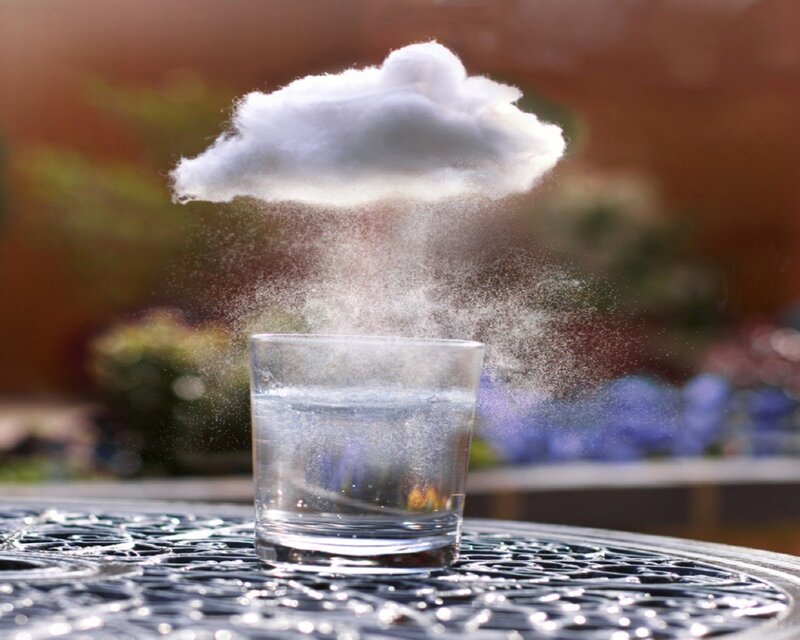 cloud over a glass of water