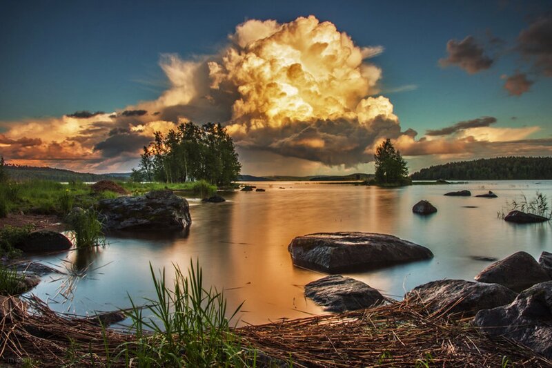 Cloud over Lake — Blue