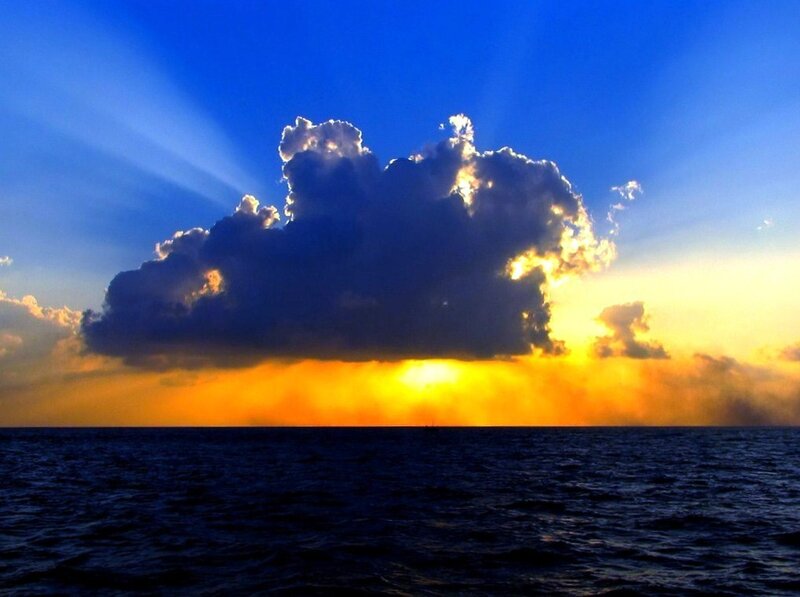 Cloud over Ocean at Sunset — Blue, Dramatic