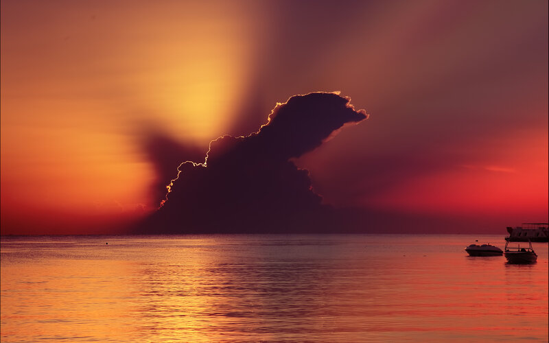 Cloud over Ocean at Sunset — Orange