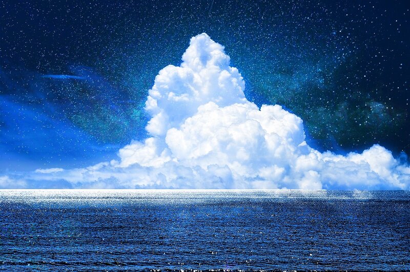 Cloud over Ocean — Blue, Serene