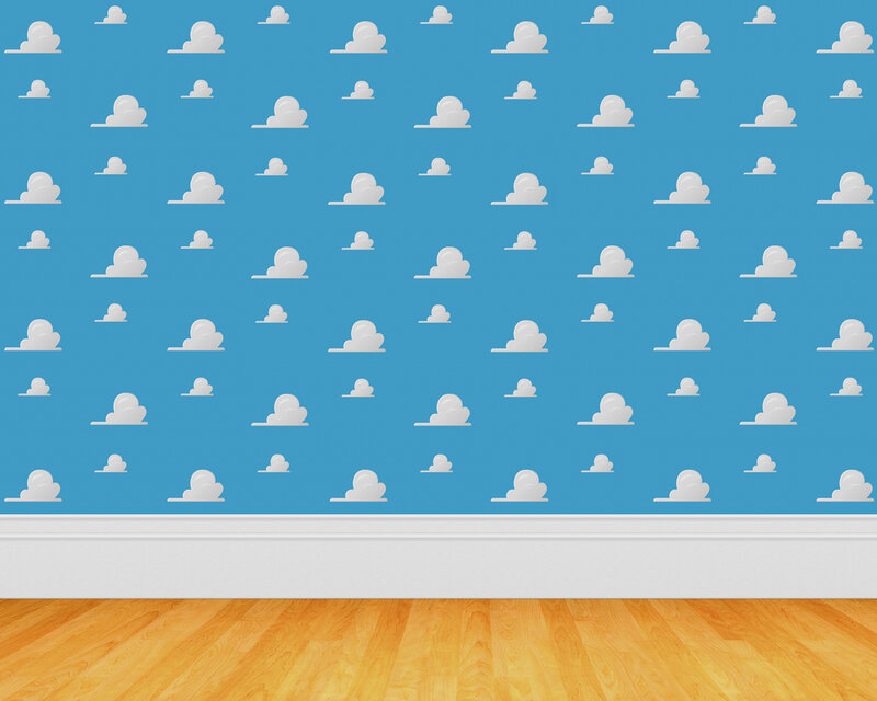 cloud-patterned wall room