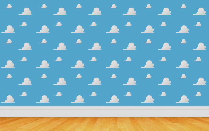cloud-patterned wall room