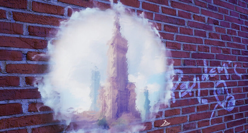 Cloud Portal in Brick Wall