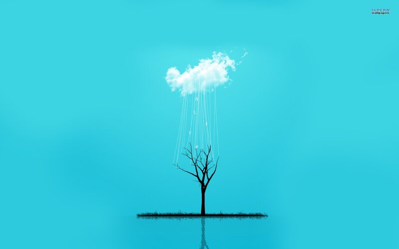 Cloud raining on a tree