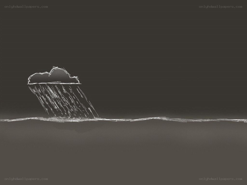 cloud raining on water