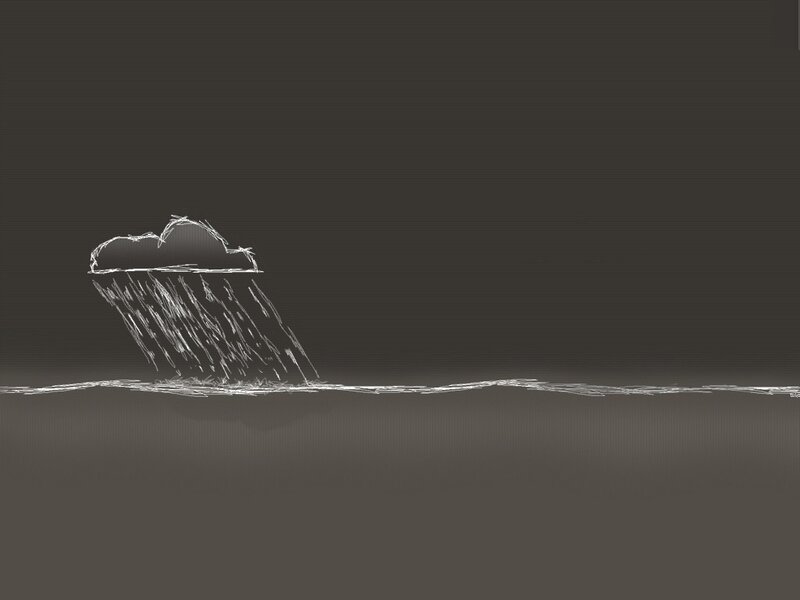 cloud raining on water