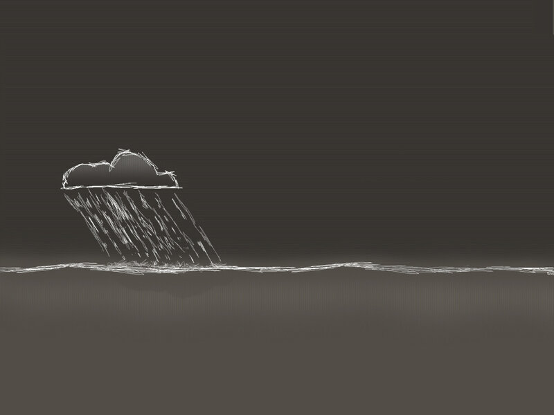 Cloud Raining on Water — Gray, Calm, Digital Art
