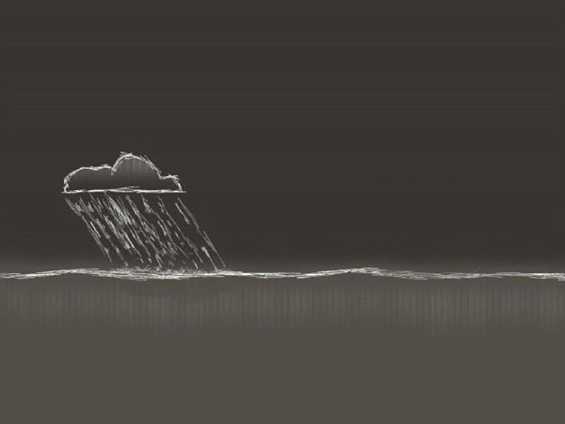 cloud raining on water