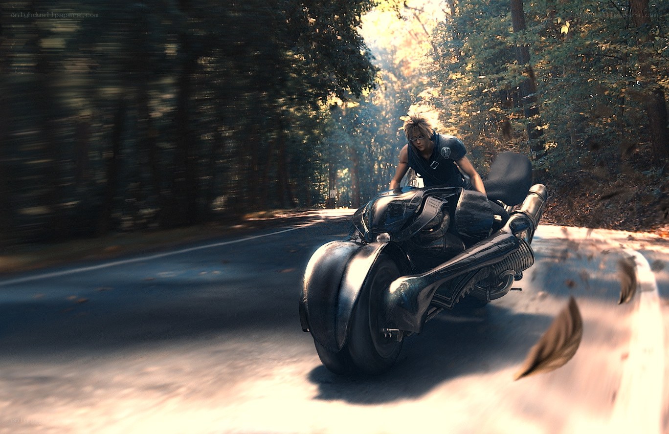 Cloud riding a motorcycle