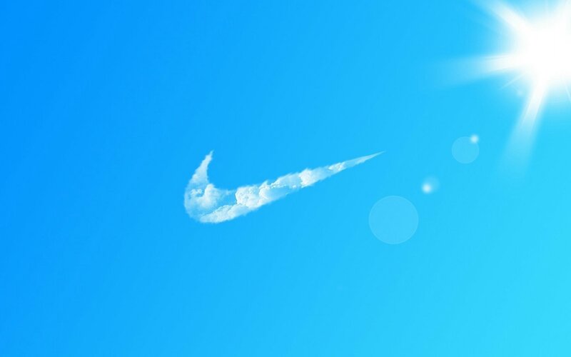 Cloud Shaped Like Swoosh — Blue