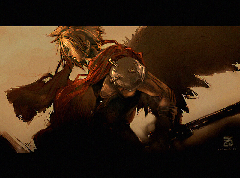Cloud Strife in a dramatic pose
