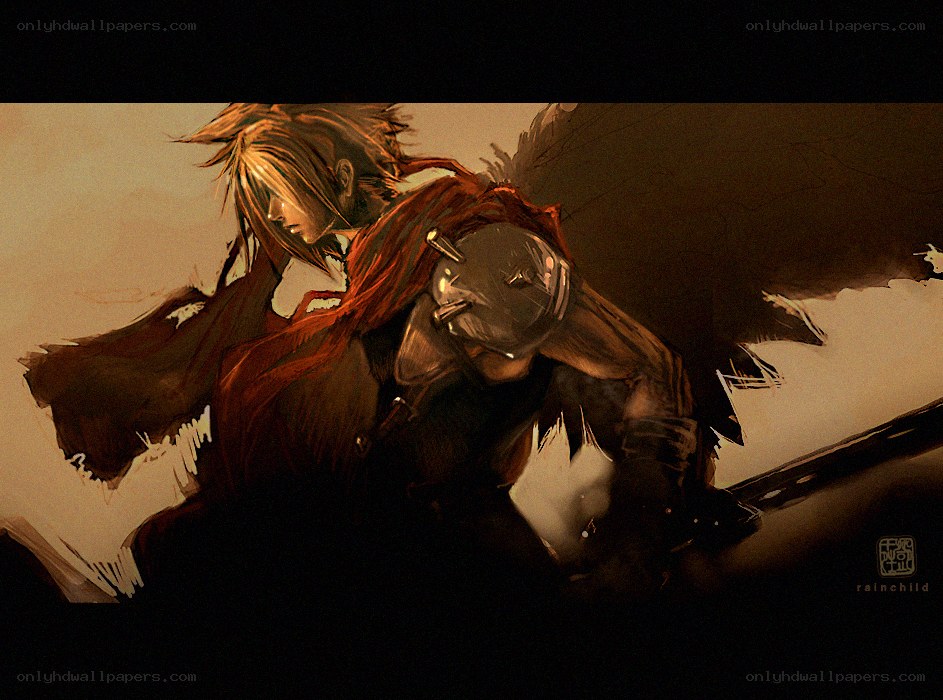 Cloud Strife in a dramatic pose
