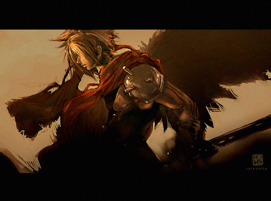 Cloud Strife in a dramatic pose