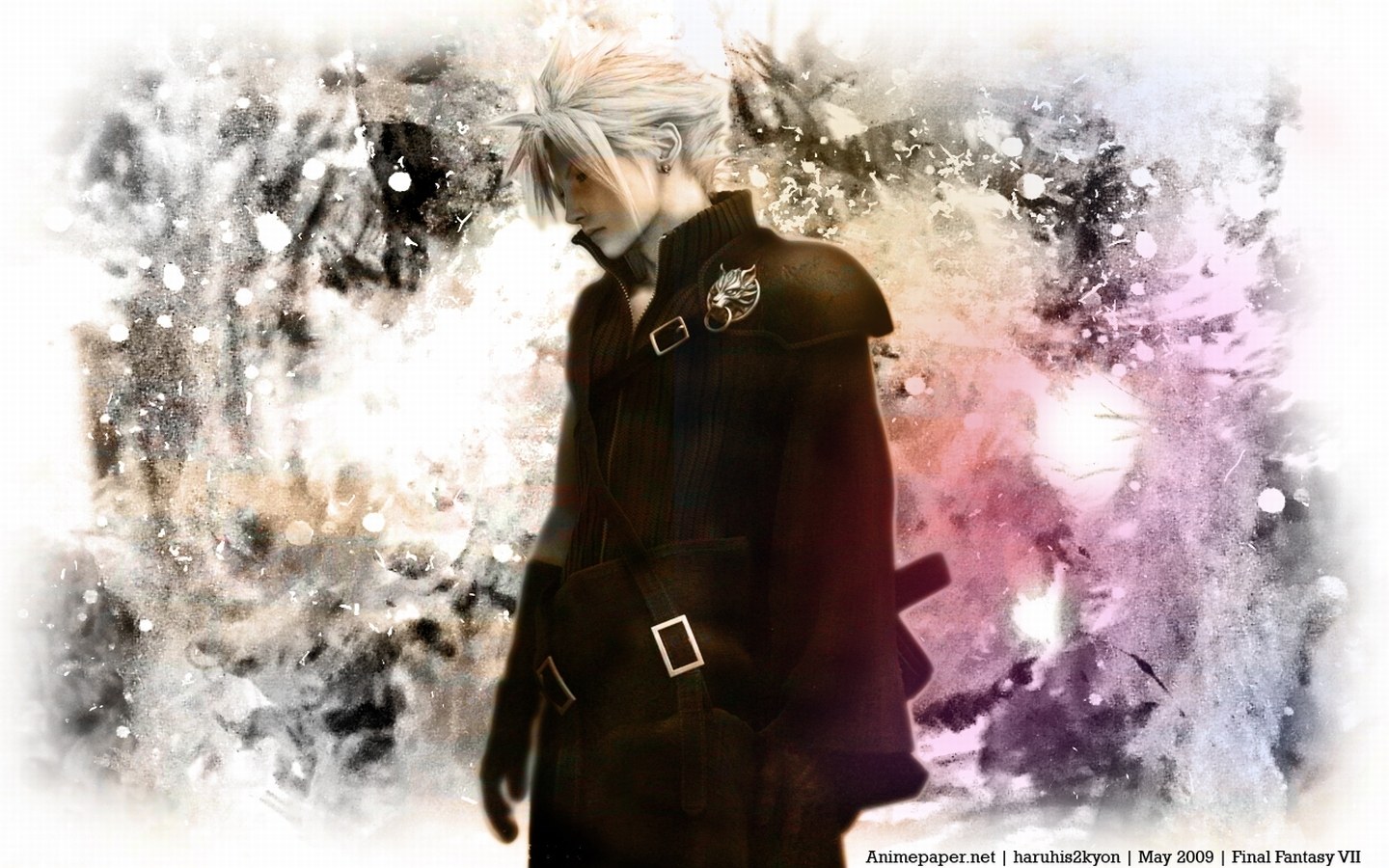 Cloud Strife in a snowy landscape