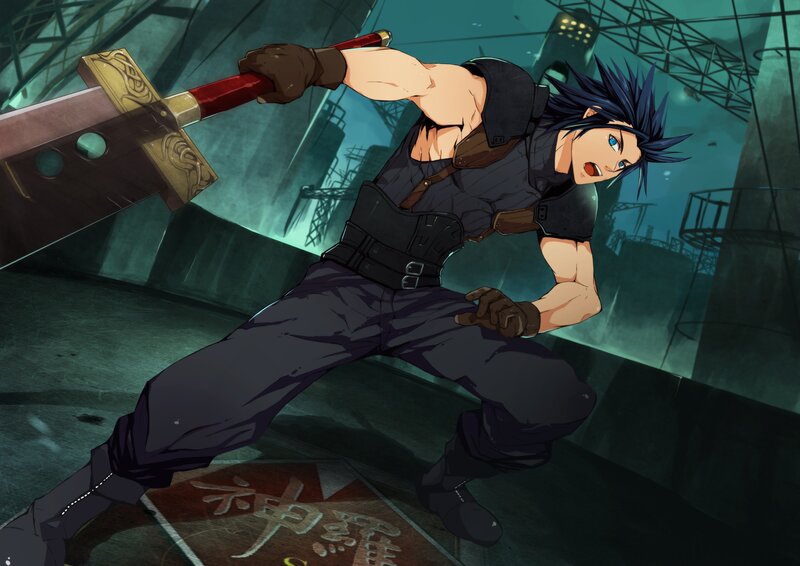 Cloud Strife in combat stance