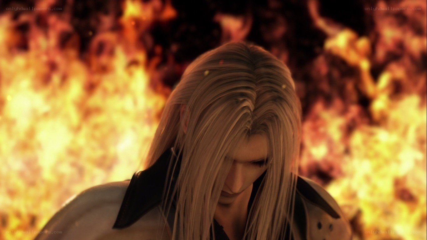 Cloud Strife in flames