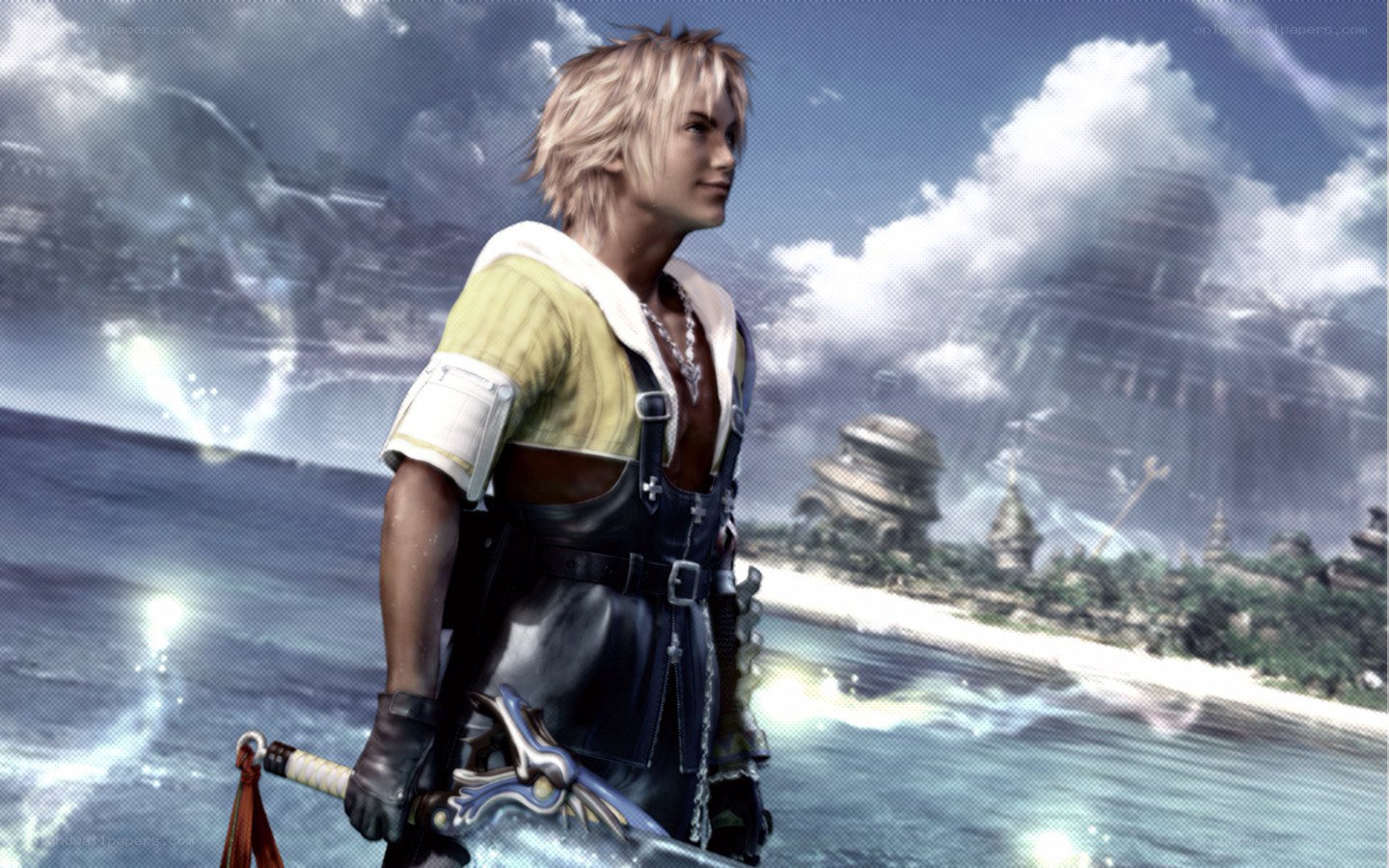 Cloud Strife on a beach
