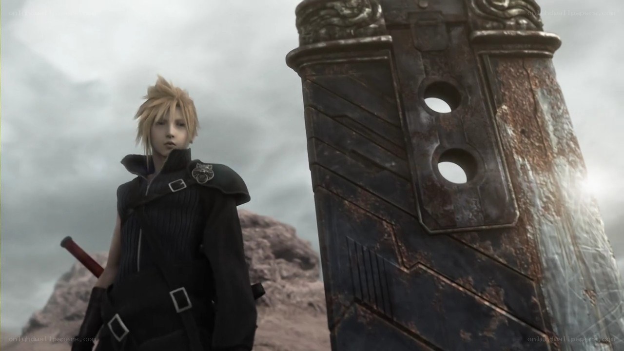 Cloud Strife stands by a pillar
