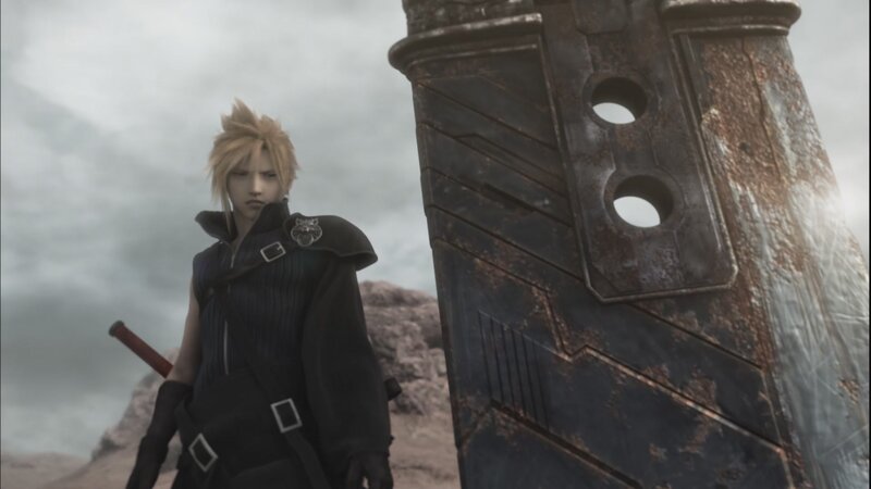 Cloud Strife stands by a pillar