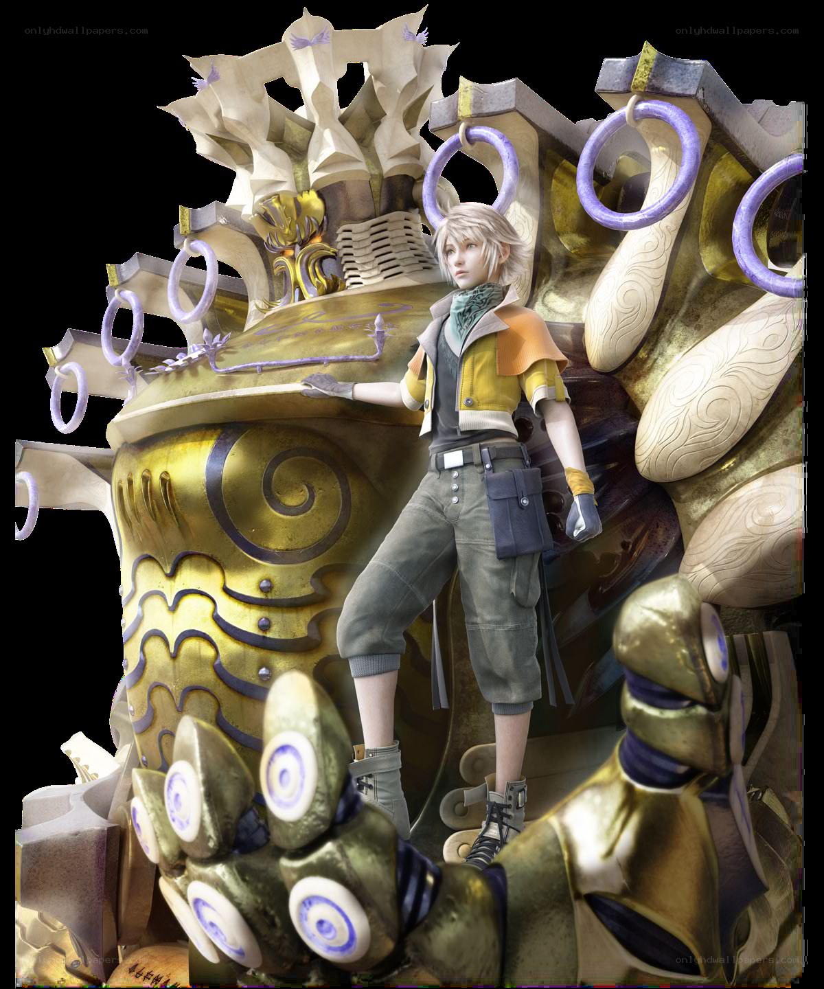 Cloud Strife with a giant machine