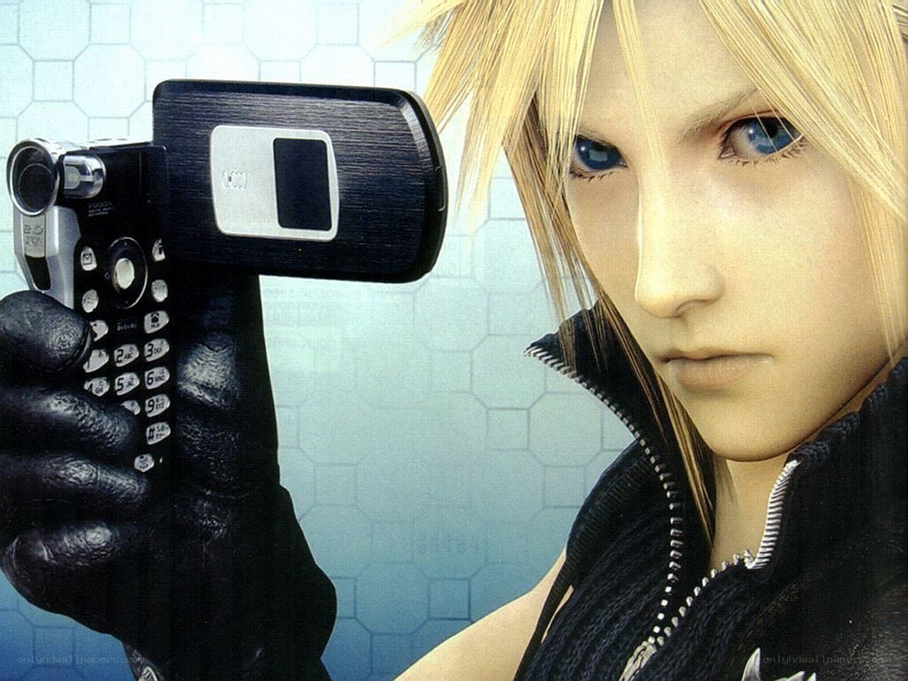 Cloud Strife with camera phone
